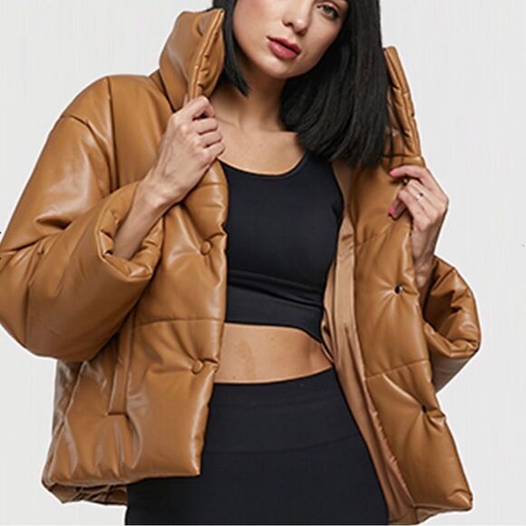 LIT Faux-leather Snap Fluffy Coat - Picture 1 of 5